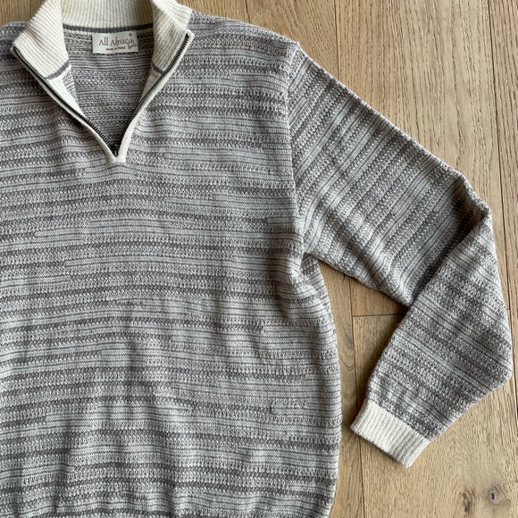 All Alpaca 100% Alpaca Sweater Quarter Zip Pullover Peru Size L - Picture 4 of 8